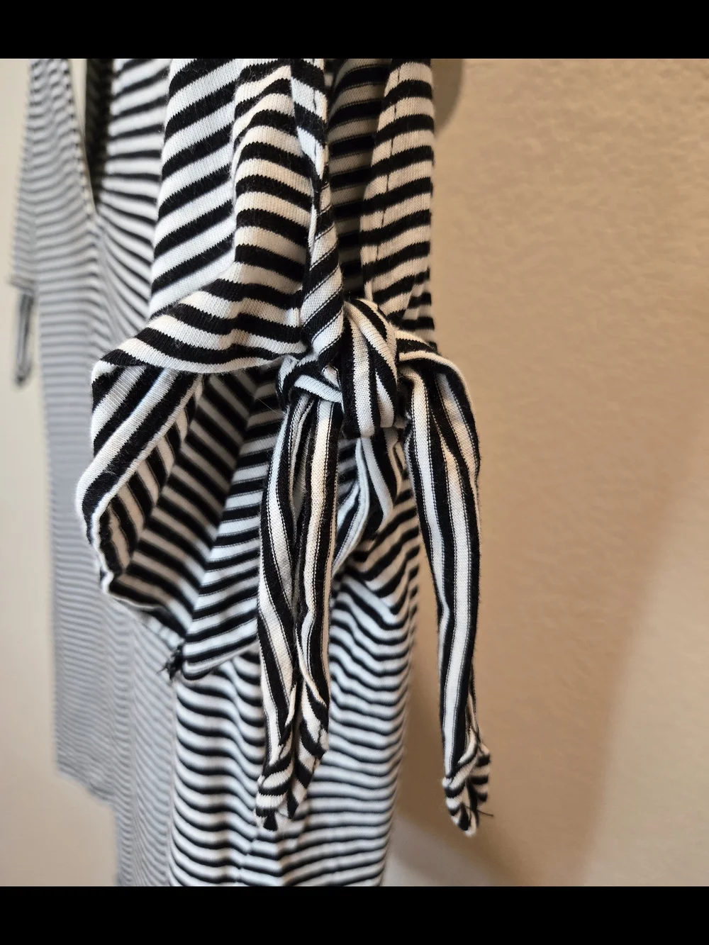 Michael Kors Black & White Striped V-Neck Top